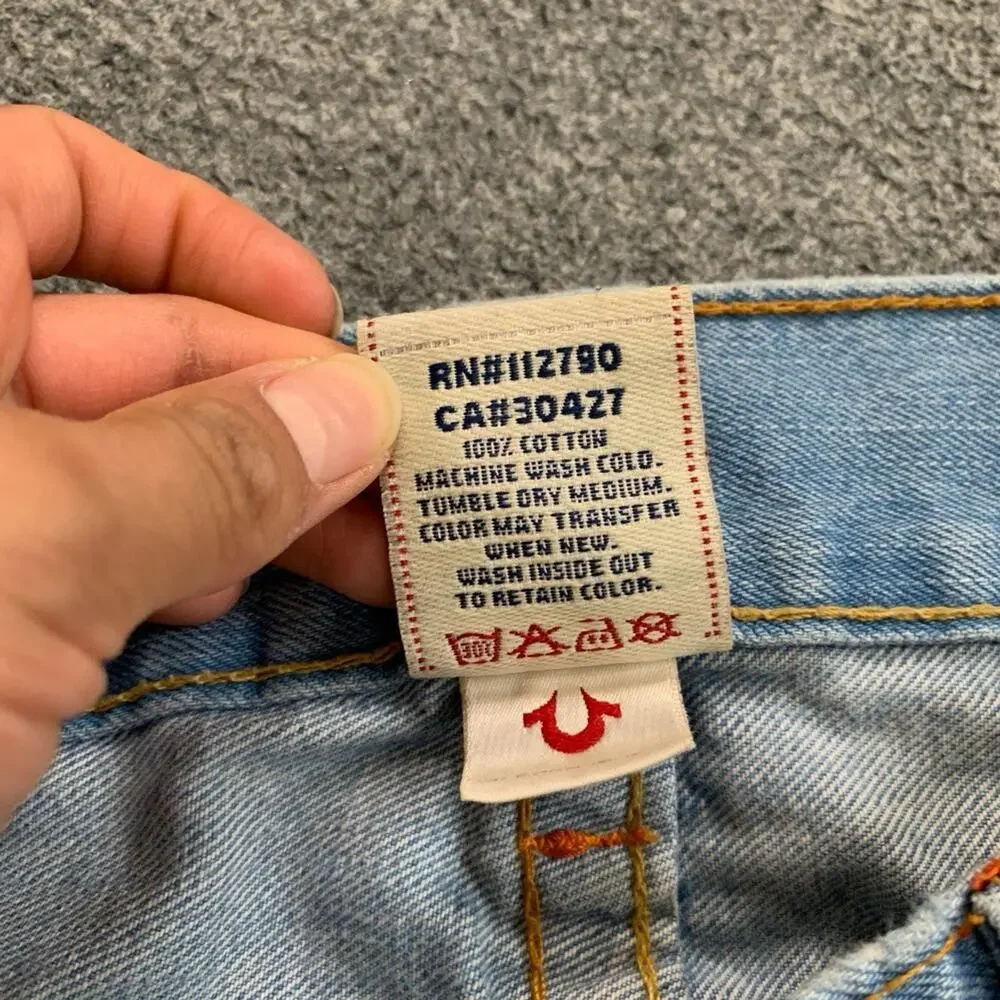 Vintage True Religion Jeans Mens 36 Blue Light Wash Bobby Baggy Relaxed Loose